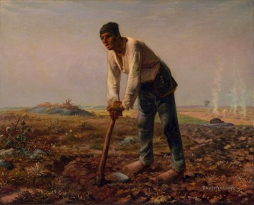  Millet Oil Painting - Man with a Hoe Barbizon naturalism realism farmers Jean Francois Millet
